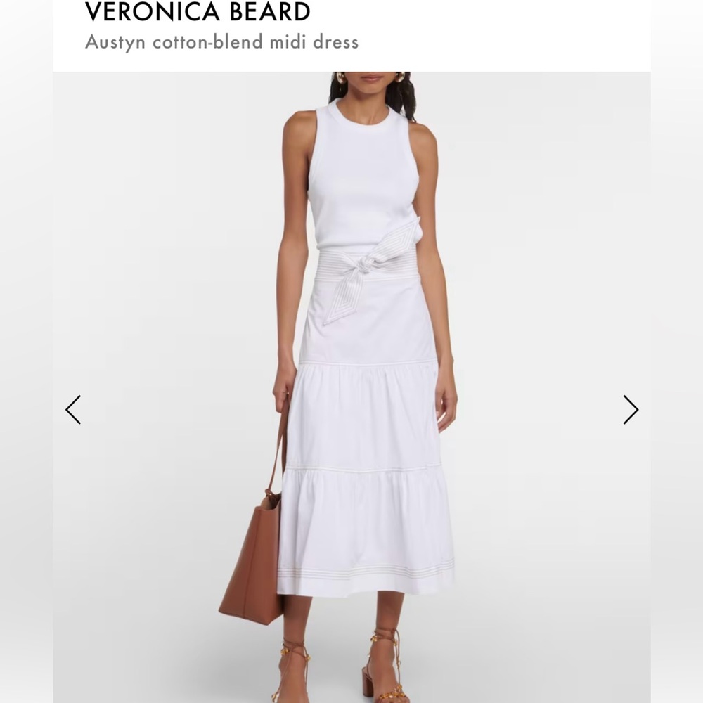 NWOT Veronica Beard Austyn Ribbed Tiered Midi Dress White Size XS